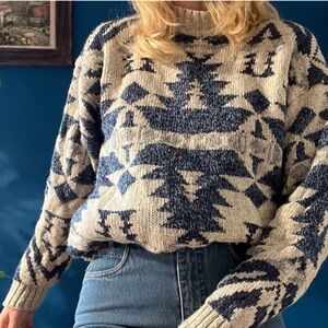 Vintage Turtleneck Geometric Sweater
